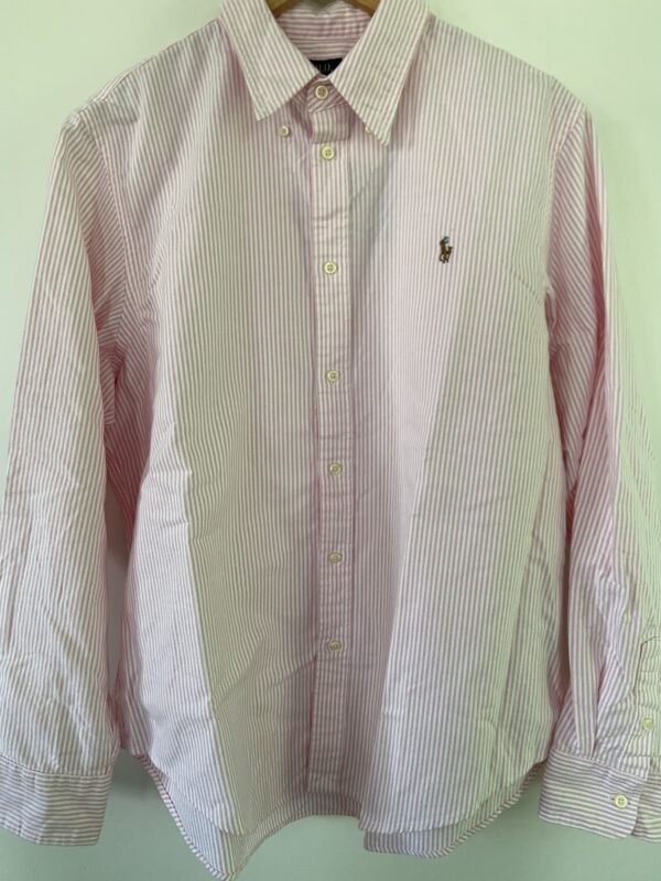 Blusa Polo Ralph Lauren líneas rosada blanca
