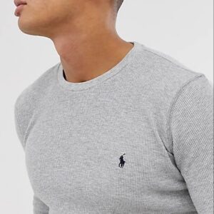 Polera Polo Ralph Lauren, tela waffle gris jaspeado